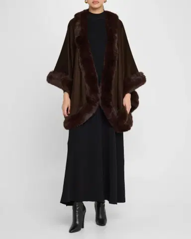 Sofia Cashmere Cashmere Cape With Faux Fur Trim | Thumbnail 39