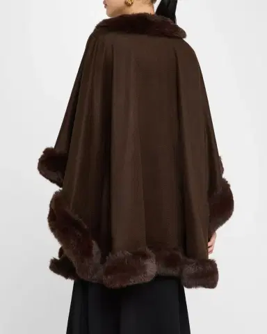 Sofia Cashmere Cashmere Cape With Faux Fur Trim | Thumbnail 40