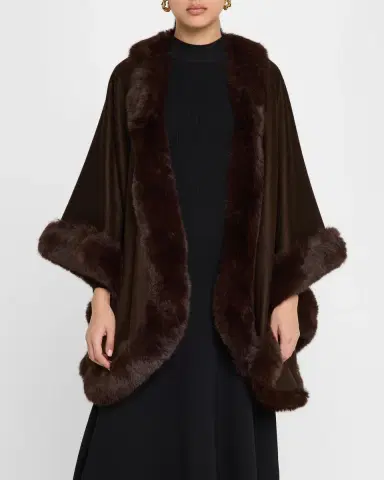 Sofia Cashmere Cashmere Cape With Faux Fur Trim | Thumbnail 41
