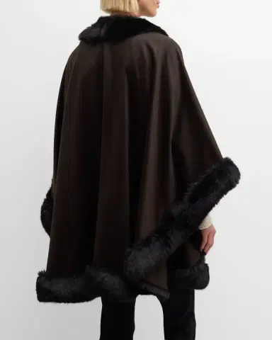 Sofia Cashmere Cashmere Cape With Faux Fur Trim | Thumbnail 43