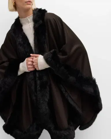Sofia Cashmere Cashmere Cape With Faux Fur Trim | Thumbnail 44