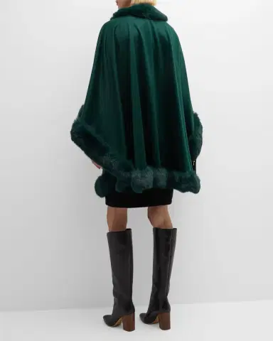 Sofia Cashmere Cashmere Cape With Faux Fur Trim | Thumbnail 46