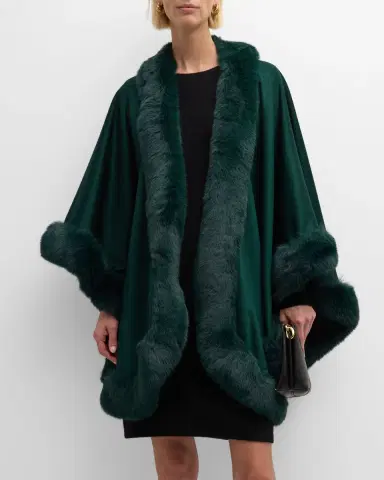 Sofia Cashmere Cashmere Cape With Faux Fur Trim | Thumbnail 47