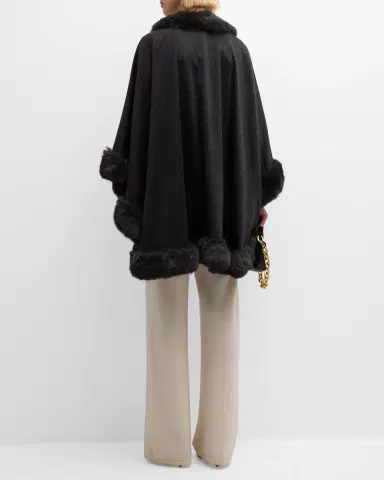 Sofia Cashmere Cashmere Cape With Faux Fur Trim | Thumbnail 51