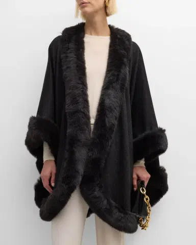 Sofia Cashmere Cashmere Cape With Faux Fur Trim | Thumbnail 52