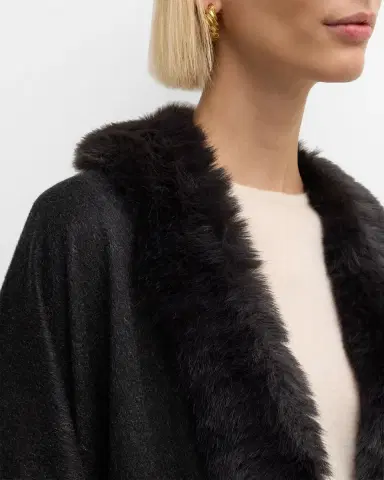 Sofia Cashmere Cashmere Cape With Faux Fur Trim | Thumbnail 53