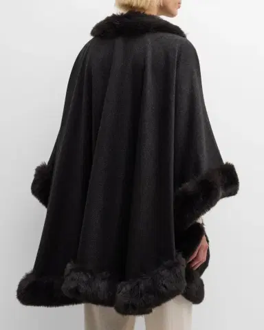 Sofia Cashmere Cashmere Cape With Faux Fur Trim | Thumbnail 54