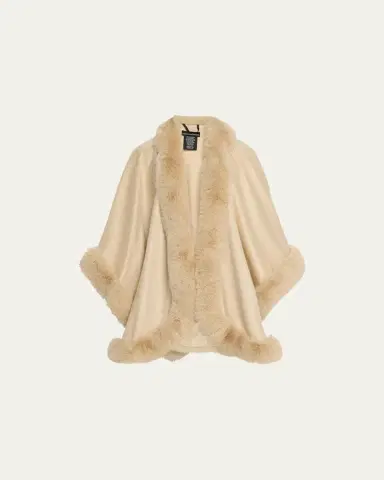 Sofia Cashmere Cashmere Cape With Faux Fur Trim | Thumbnail 7