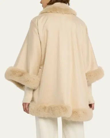 Sofia Cashmere Cashmere Cape With Faux Fur Trim | Thumbnail 9