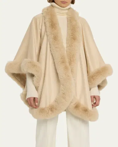 Sofia Cashmere Cashmere Cape With Faux Fur Trim | Thumbnail 10
