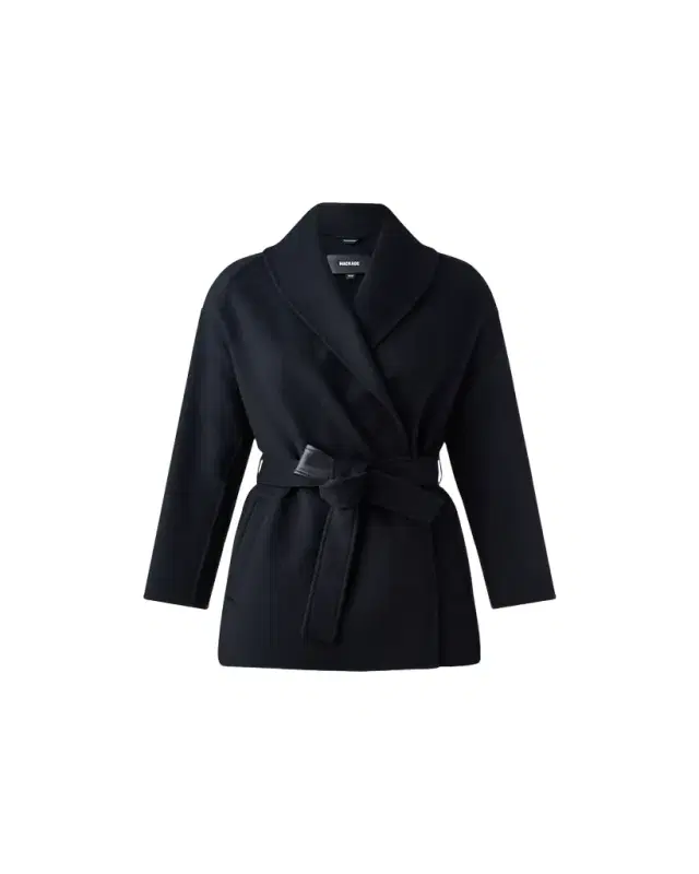 Tyra Double-Face Wool Wrap Coat with Tie Belt