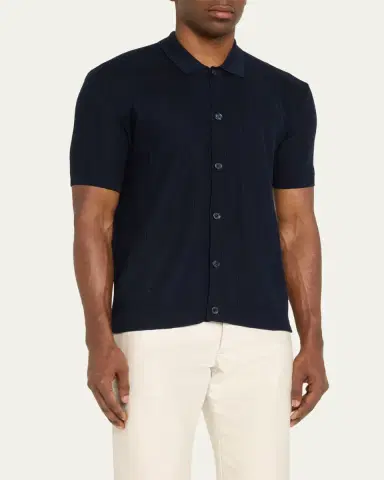 Orlebar Brown Men's Tiernan Mercerized Pique Button-Down Shirt | Thumbnail 4