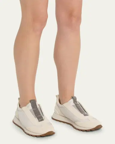 Brunello Cucinelli Monili Laceless Suede Sneakers | Thumbnail 2 Brunello Cucinelli Monili Laceless Suede Sneakers | Thumbnail 2