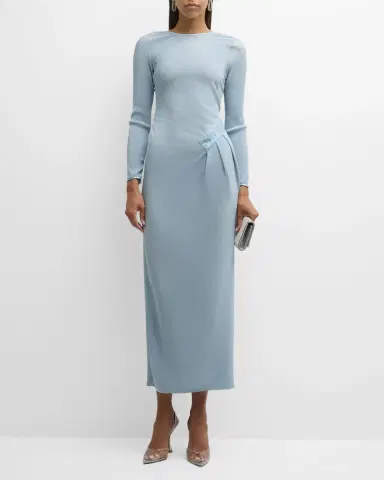Giorgio Armani Plisse Jersey Gown with Beaded Hip Detail | Thumbnail 2