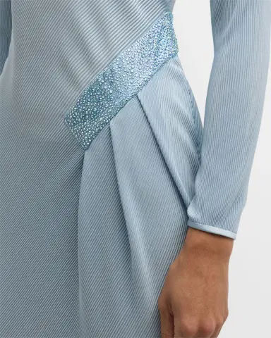 Giorgio Armani Plisse Jersey Gown with Beaded Hip Detail | Thumbnail 4