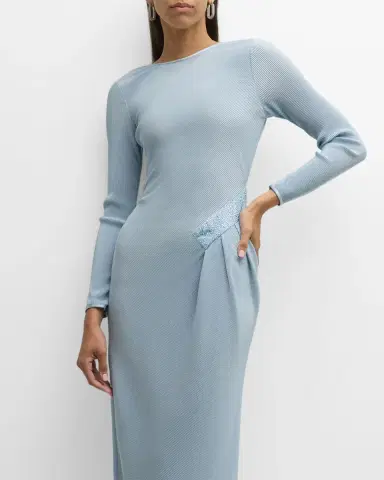 Giorgio Armani Plisse Jersey Gown with Beaded Hip Detail | Thumbnail 6