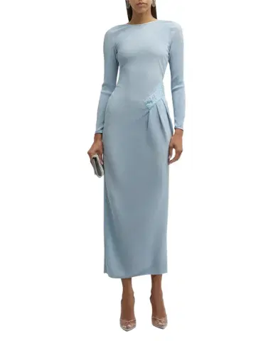 Giorgio Armani Plisse Jersey Gown with Beaded Hip Detail | Thumbnail 1