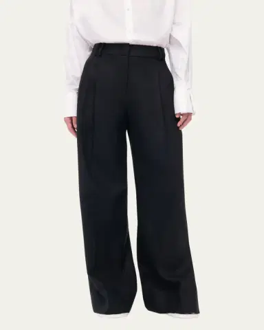 Another Tomorrow Pleated Front Wide-Leg Linen Trousers | Thumbnail 4 Another Tomorrow Pleated Front Wide-Leg Linen Trousers | Thumbnail 4