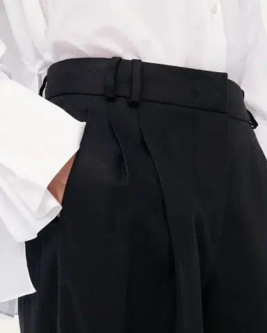 Another Tomorrow Pleated Front Wide-Leg Linen Trousers | Thumbnail 5 Another Tomorrow Pleated Front Wide-Leg Linen Trousers | Thumbnail 5