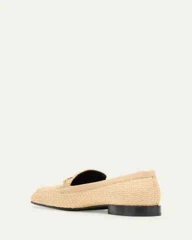 Victoria Beckham Raffia Metal-Strap Flat Loafers | Thumbnail 2
