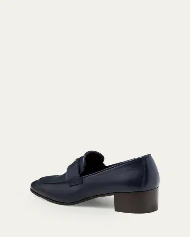 Bougeotte Leather Medallion Heeled Loafers | Thumbnail 2