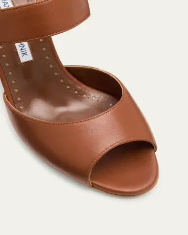 Manolo Blahnik Khiko Leather Peep-Toe Slingback Sandals | Thumbnail 5