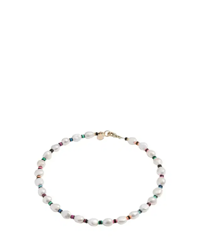Elsie Frieda Francis Necklace with Freshwater Pearls and Heishi Beads
