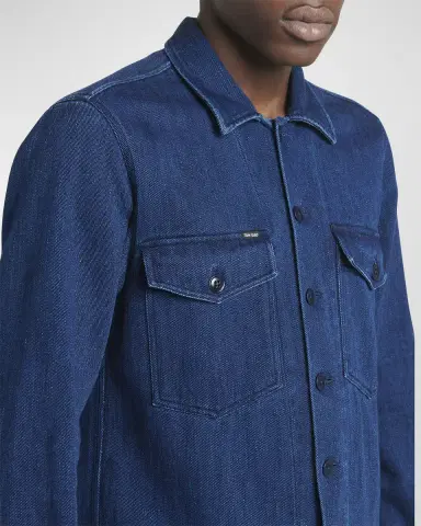 Tom Ford Men's Dark Wash Denim Overshirt | Thumbnail 5 Tom Ford Men's Dark Wash Denim Overshirt | Thumbnail 5