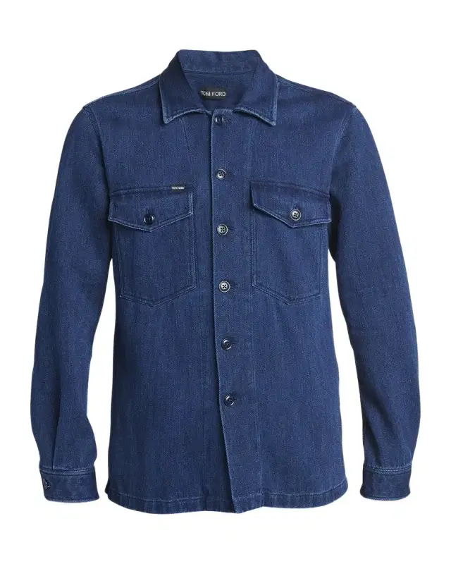 TOM FORD Men 's Dark Wash Denim Overshirt
