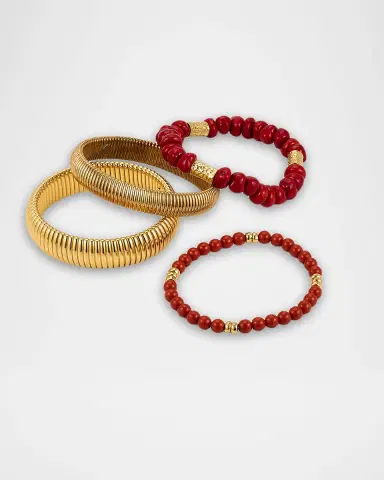 Ben-Amun Cobra Bracelets with Coral Mix, Set of 4 | Thumbnail 2 Ben-Amun Cobra Bracelets with Coral Mix, Set of 4 | Thumbnail 2