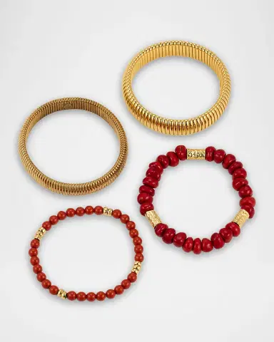 Ben-Amun Cobra Bracelets with Coral Mix, Set of 4 | Thumbnail 3 Ben-Amun Cobra Bracelets with Coral Mix, Set of 4 | Thumbnail 3