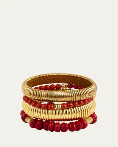 Ben-Amun Cobra Bracelets with Coral Mix, Set of 4 | Thumbnail 4 Ben-Amun Cobra Bracelets with Coral Mix, Set of 4 | Thumbnail 4