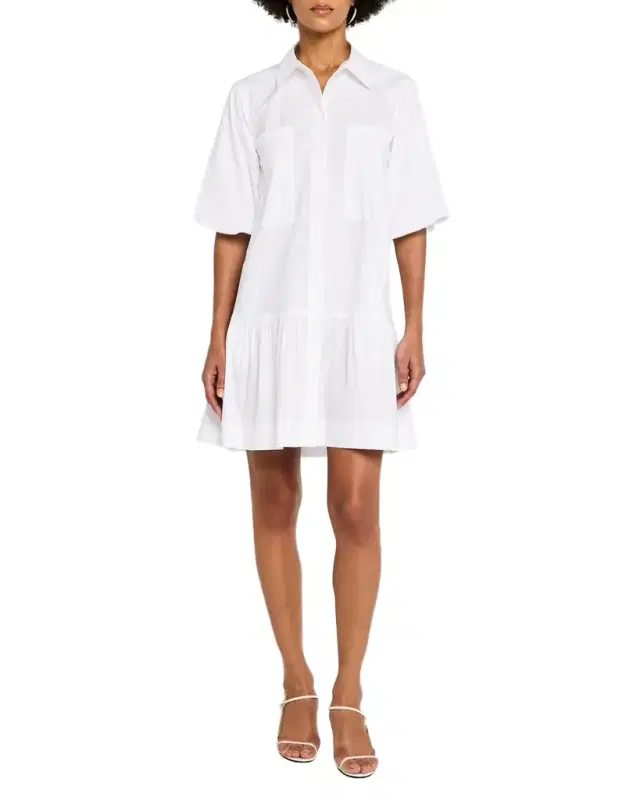 Crissy Puff-Sleeve Cotton Poplin Mini Shirtdress
