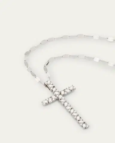 Lana 14K White Gold Multi Fancies Diamond Cross Pendant Necklace | Thumbnail 3