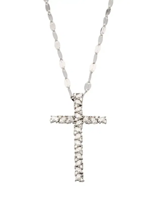 Lana 14K White Gold Multi Fancies Diamond Cross Pendant Necklace