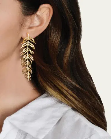 Anabel Aram Jewelry Cubic Zirconia Palm Leaves Earrings | Thumbnail 2