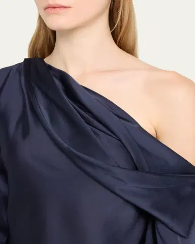 SIMKHAI Alice Draped Satin One-Shoulder Top | Thumbnail 5