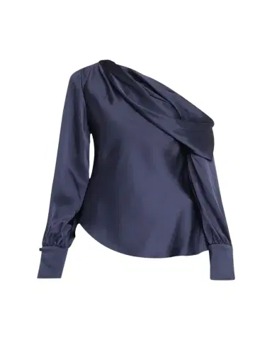 SIMKHAI Alice Draped Satin One-Shoulder Top | Thumbnail 1