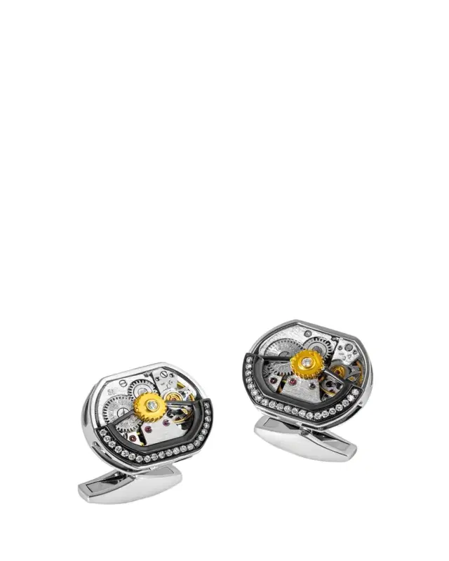 Men's Limited Edition Diamond Tonneau Skeleton Cufflinks