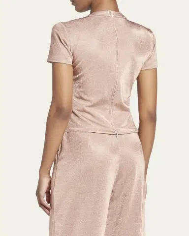 Giorgio Armani Metallic Short-Sleeve Bonded Jersey Tee | Thumbnail 3 Giorgio Armani Metallic Short-Sleeve Bonded Jersey Tee | Thumbnail 3