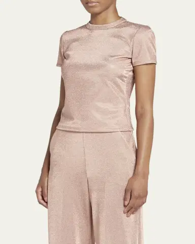 Giorgio Armani Metallic Short-Sleeve Bonded Jersey Tee | Thumbnail 4 Giorgio Armani Metallic Short-Sleeve Bonded Jersey Tee | Thumbnail 4