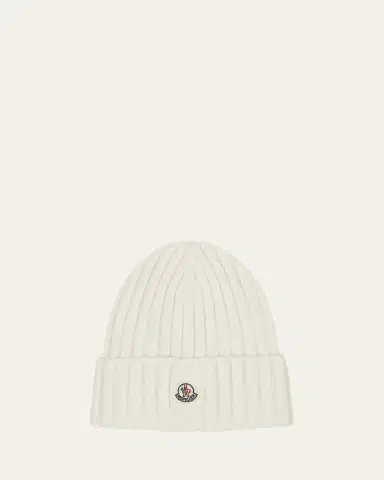 Moncler Ribbed Wool Beanie w/ Logo | Thumbnail 2