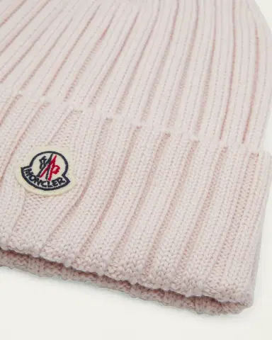 Moncler Ribbed Wool Beanie w/ Logo | Thumbnail 4