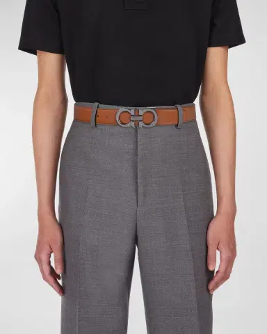 Ferragamo Men's Double Adjustable Leather Gancini Belt | Thumbnail 3 Ferragamo Men's Double Adjustable Leather Gancini Belt | Thumbnail 3