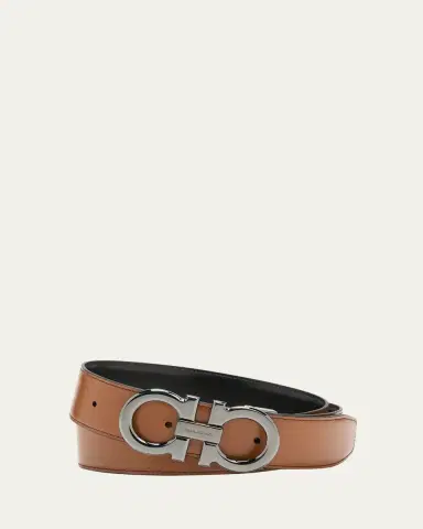 Ferragamo Men's Double Adjustable Leather Gancini Belt | Thumbnail 4 Ferragamo Men's Double Adjustable Leather Gancini Belt | Thumbnail 4