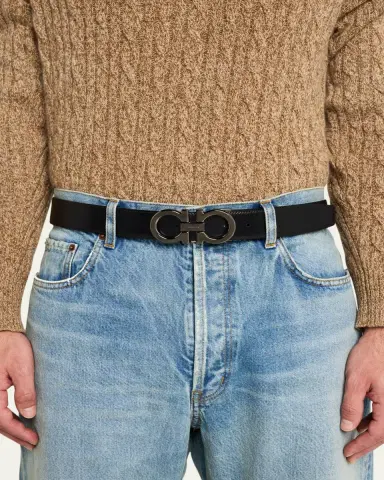 Ferragamo Men's Double Adjustable Leather Gancini Belt | Thumbnail 5 Ferragamo Men's Double Adjustable Leather Gancini Belt | Thumbnail 5