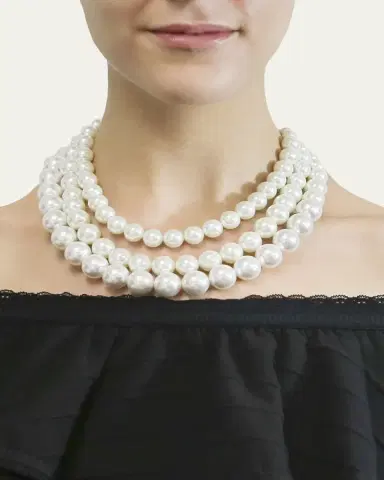 ben-amun Triple Glass-Pearl Strand Necklace | Thumbnail 2