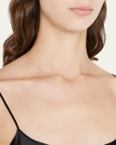 Zoe Lev Jewelry 14K White Gold 0.10ct Bezel Diamond Necklace, 16-18"L | Thumbnail 2