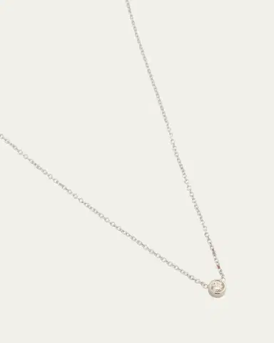 Zoe Lev Jewelry 14K White Gold 0.10ct Bezel Diamond Necklace, 16-18"L | Thumbnail 3