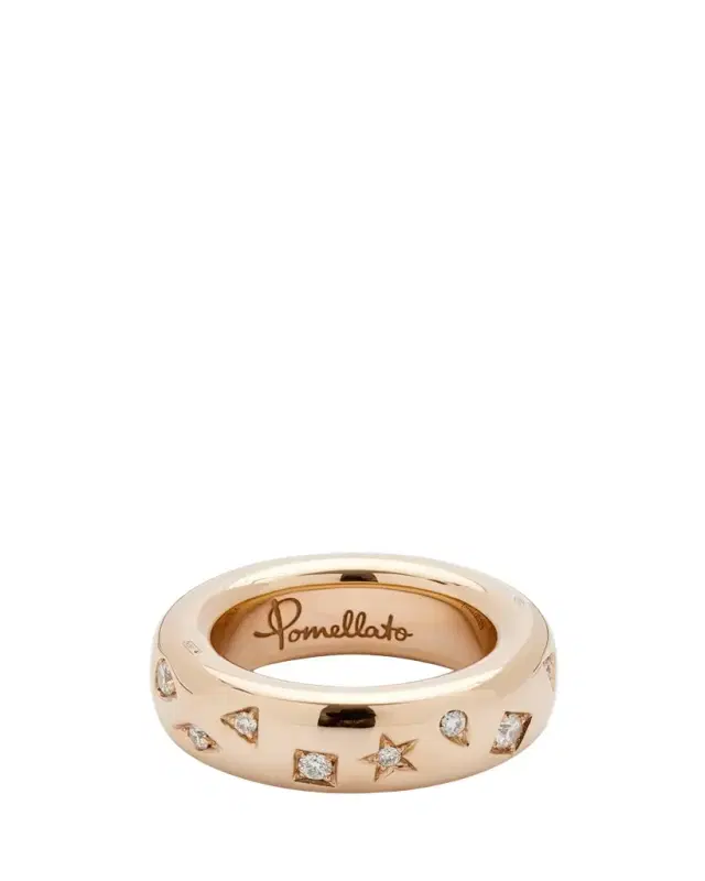 Iconica 18K Rose Gold Medium Band Ring with Diamonds